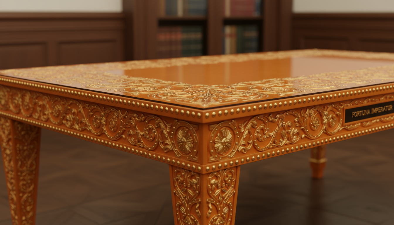 orange gold-encrusted table